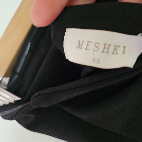 MESHKI Mercer Bandeau Midi Dress XS Black Strappless Bodycon Sexy Holiday Party - Picture 10 of 11